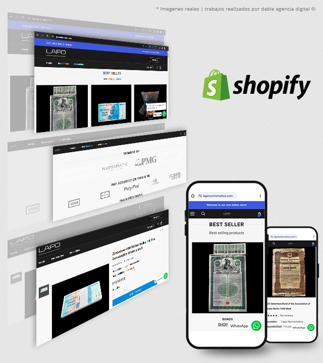 Ecommerce - shopify - dable agencia digital - laponumismatics